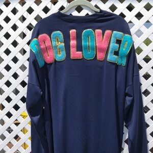 Simply Southern “Dog Lover” Long Sleeve Navy Tee-Large